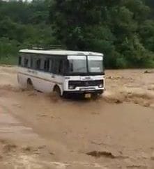 Roadways bus dumped in Dhangarhi drain