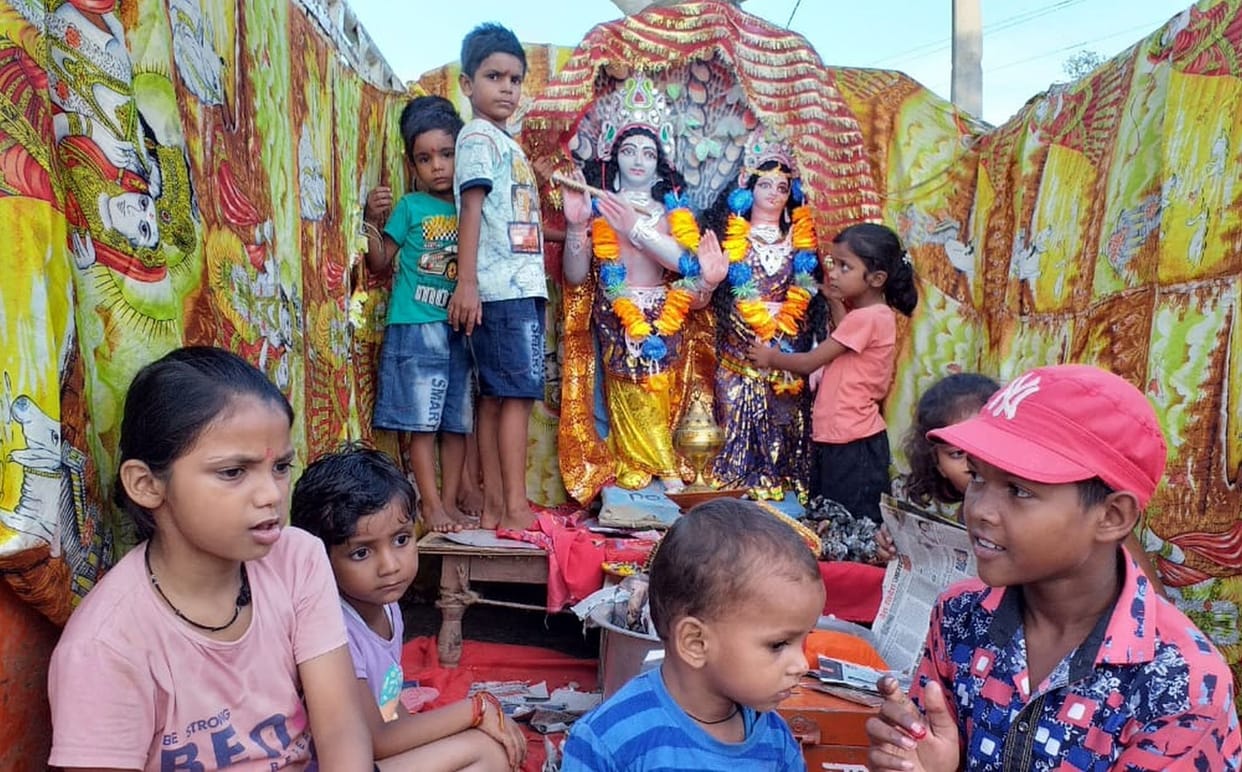 The procession of Lord Krishna was taken out
