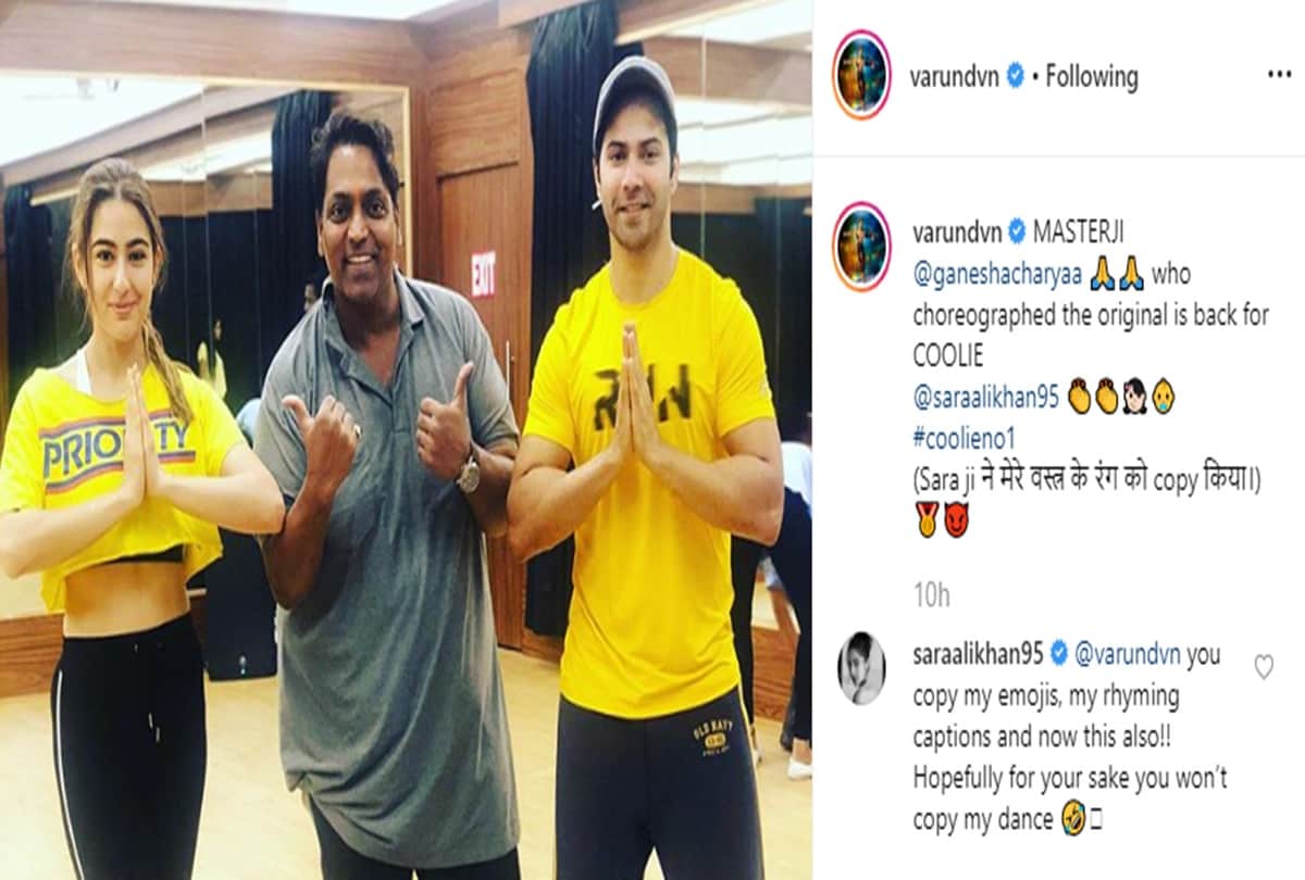 Varun Dhawan and sara ali khan Funny comments on instagram post with ganesh acharya