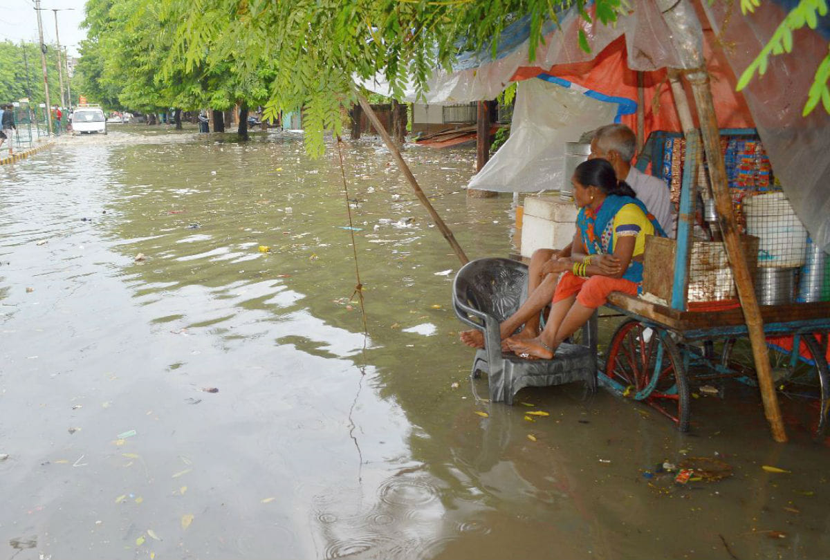 Water logging due to heavy rain in Agra