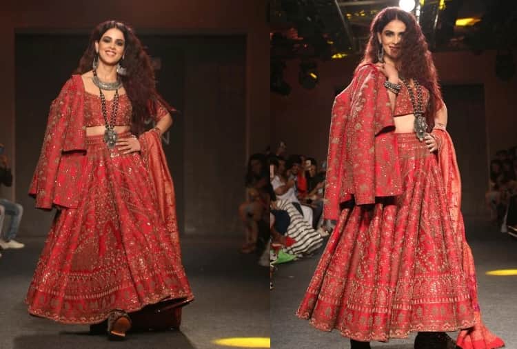 Lakme Fashion Week: Genelia D'Souza looks stunning in red boho lehenga choli on the ramp