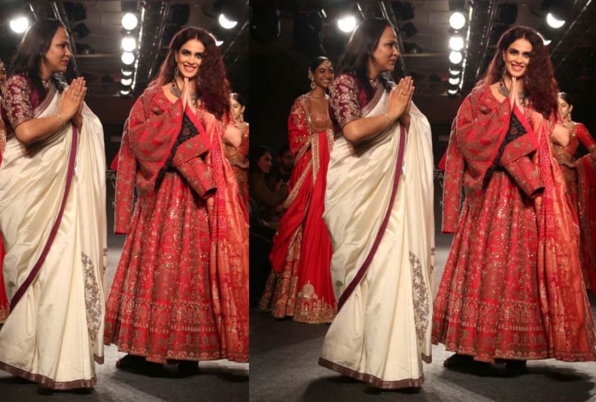 Lakme Fashion Week: Genelia D'Souza looks stunning in red boho lehenga choli on the ramp