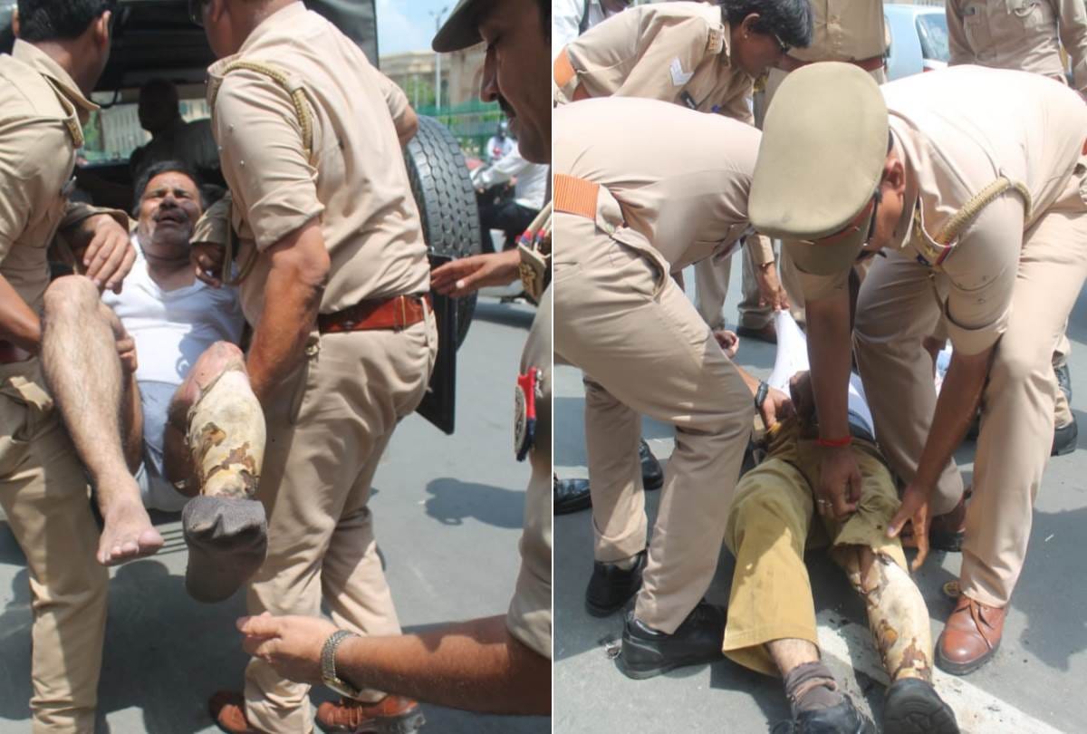 a man attempt to suicide in front of vidhan sabha