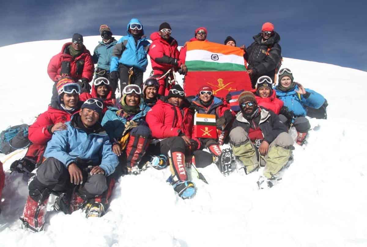 An Indian Army mountaineering expedition team summited Mount Kun peak in the Ladakh region