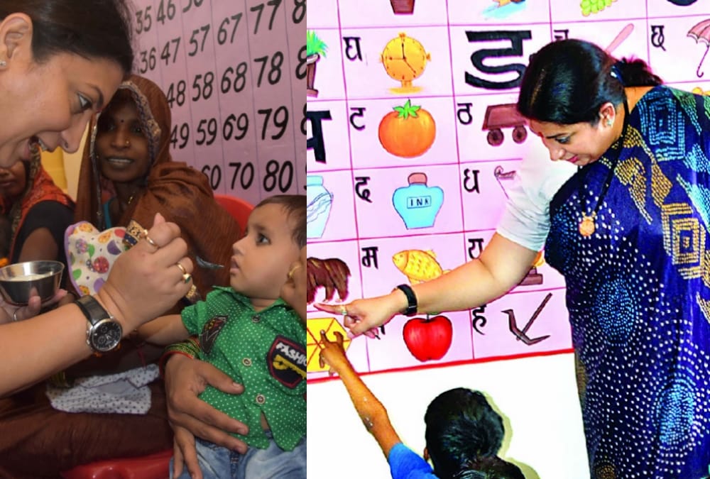 Pics of smriti irani one day amethi visit.