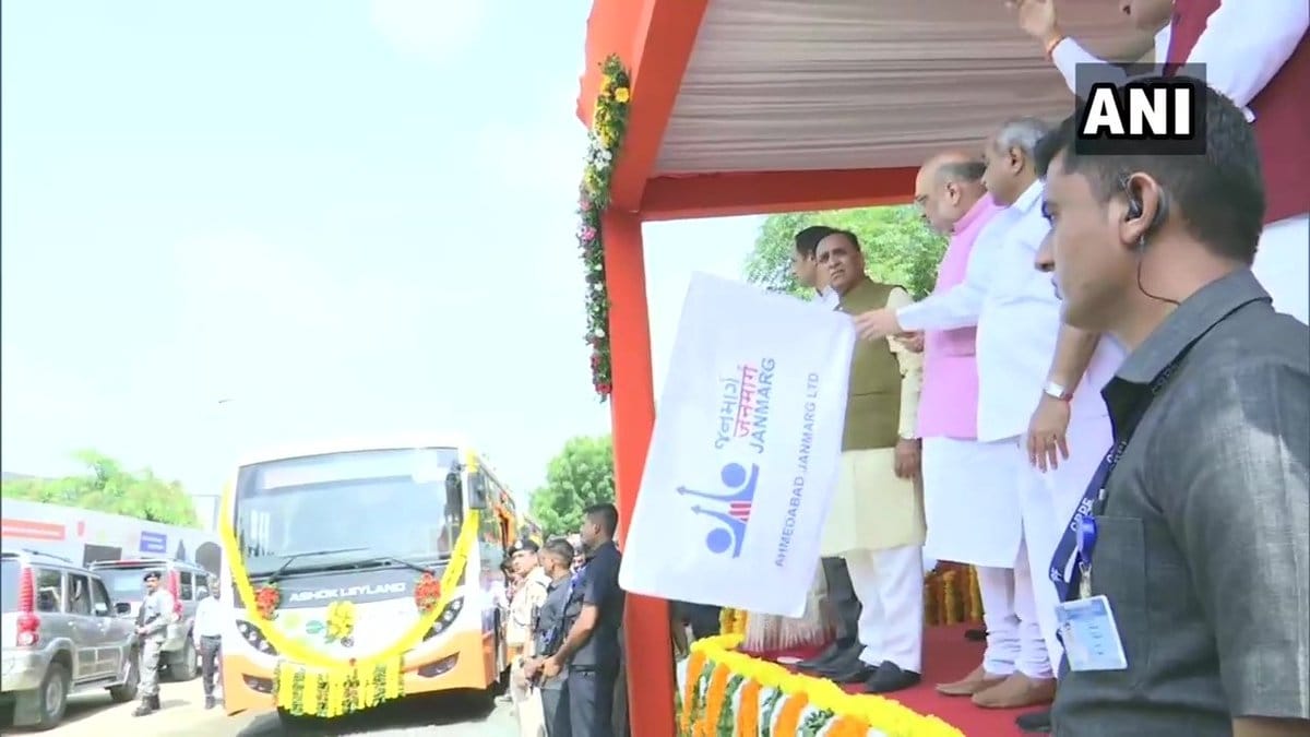 Home Minister Amit Shah flags off battery operated Eco friendly buses in Gujarat