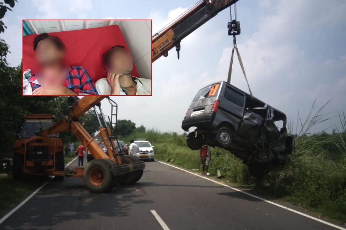 several injured after a car sank into gangnahar river in kawad patri marg Meerut