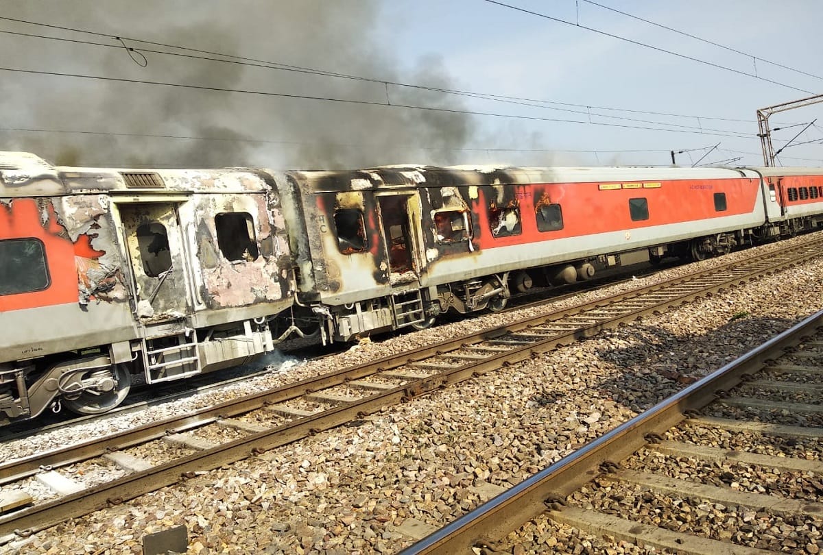 Telangana Express train catches fire near Faridabad see photos of the accident