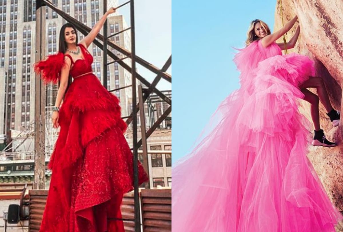 aishwarya rai bachchan red gown with a floor sweeping here user reaction