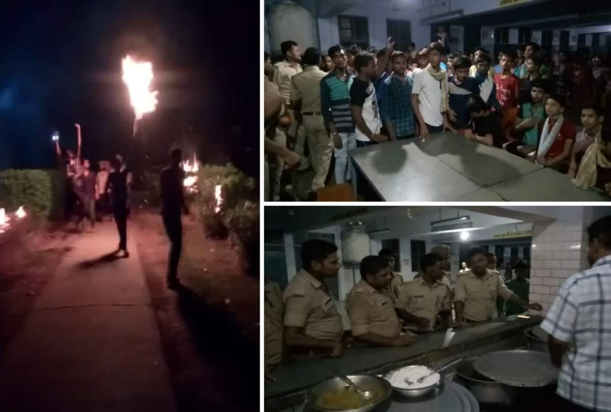 Students protest over Bad quality food at Jawahar Navodaya Vidyalaya in Maharajganj