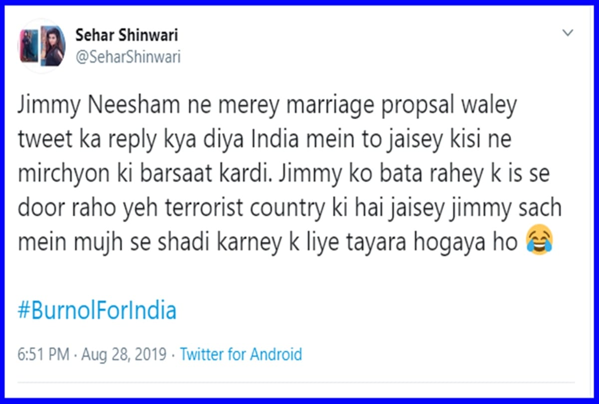 Pakistani actress wants Jimmy Neesham to be the father of her future kids; the all-rounder responds
