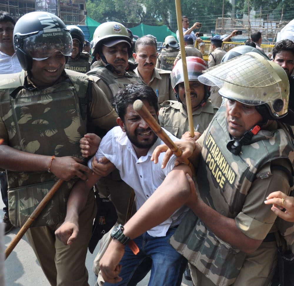 nsui protest rally in dehradun