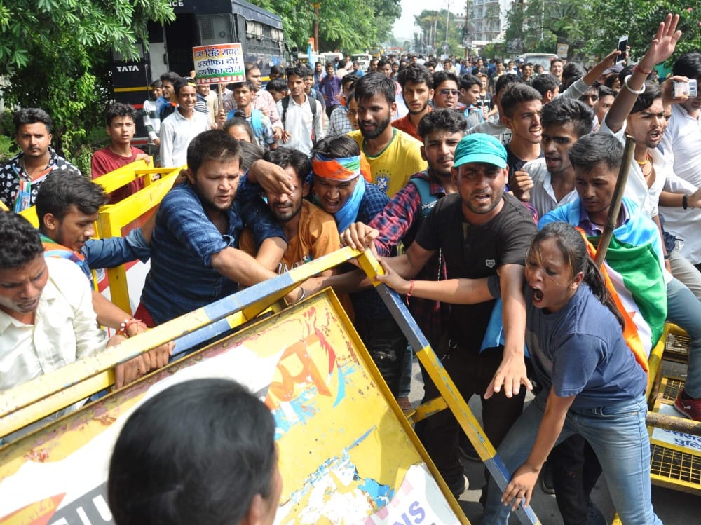 nsui protest rally in dehradun