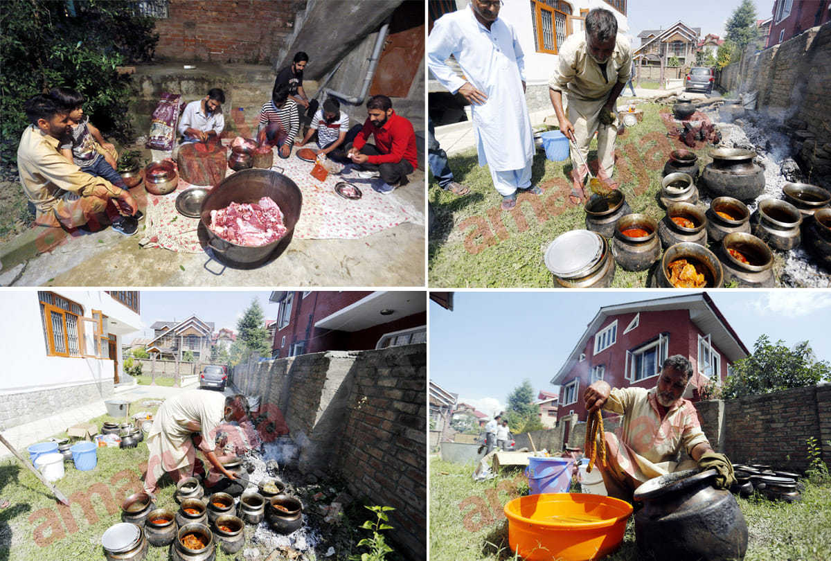 Waza or cook in Kashmiri traditions cooks prepares food for a traditional Wazwan feast