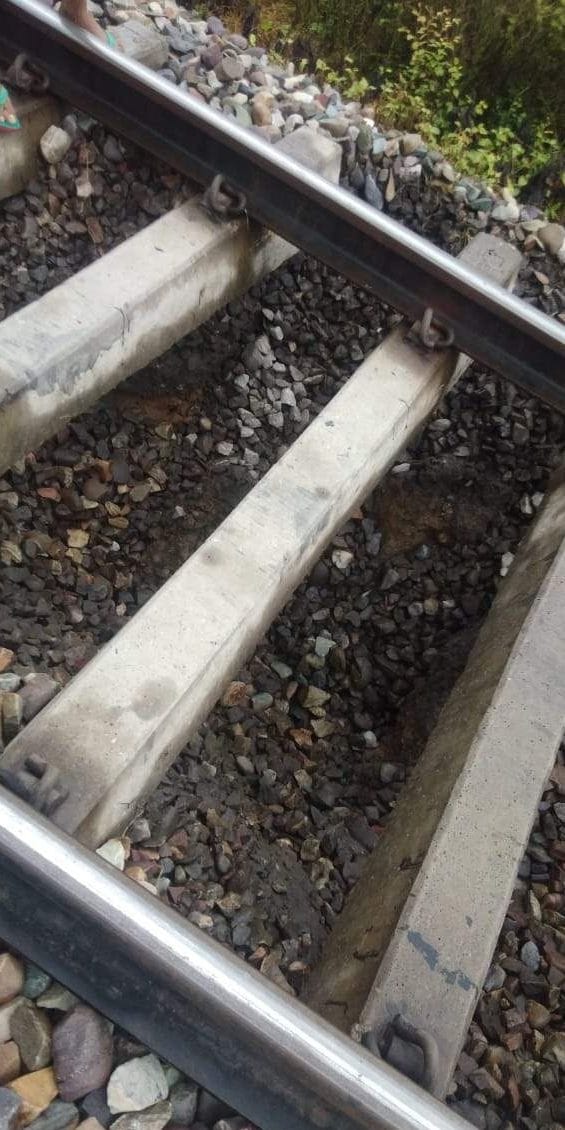 soil disappears under railway track