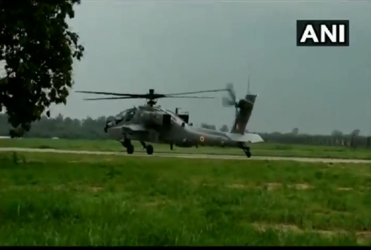 Apache Attack Helicopter flying at Hindan Air Base in Ghaziabad