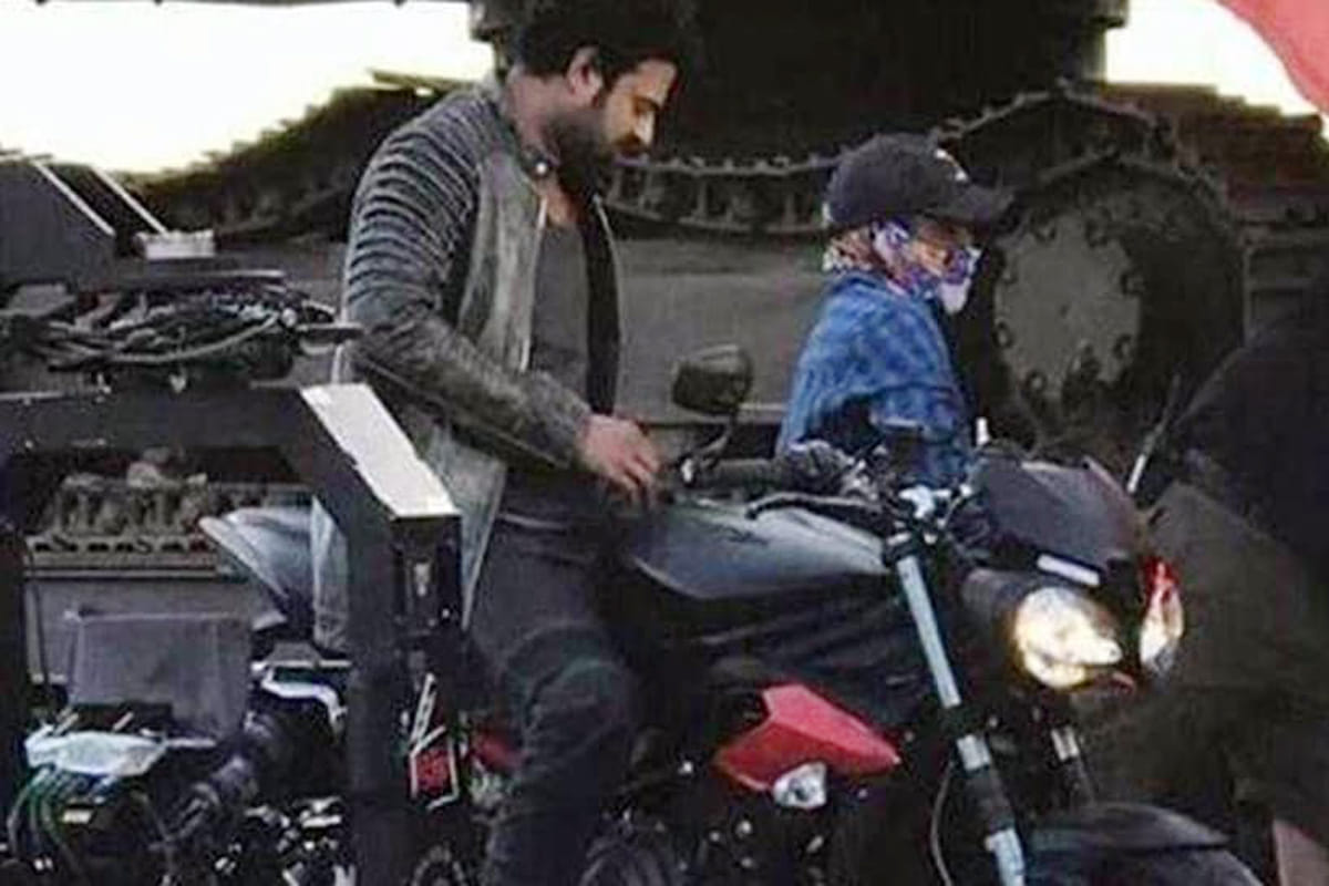 Saaho movie Actor Prabhas Rides Triumph Street Triple RS bike action-scene