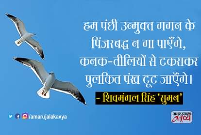 शिवमंगल सिंह ‘सुमन’ मशहूर रचना: हम पंछी उन्मुक्त गगन के