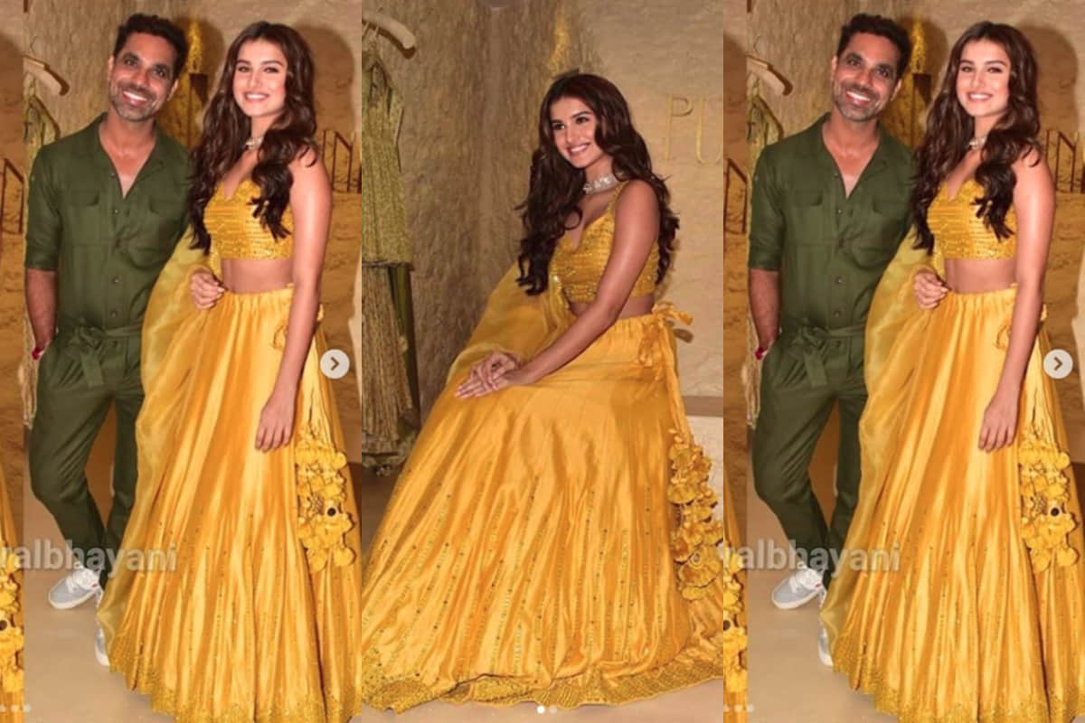 tara sutaria looks stunning in punit balana yellow lehenga