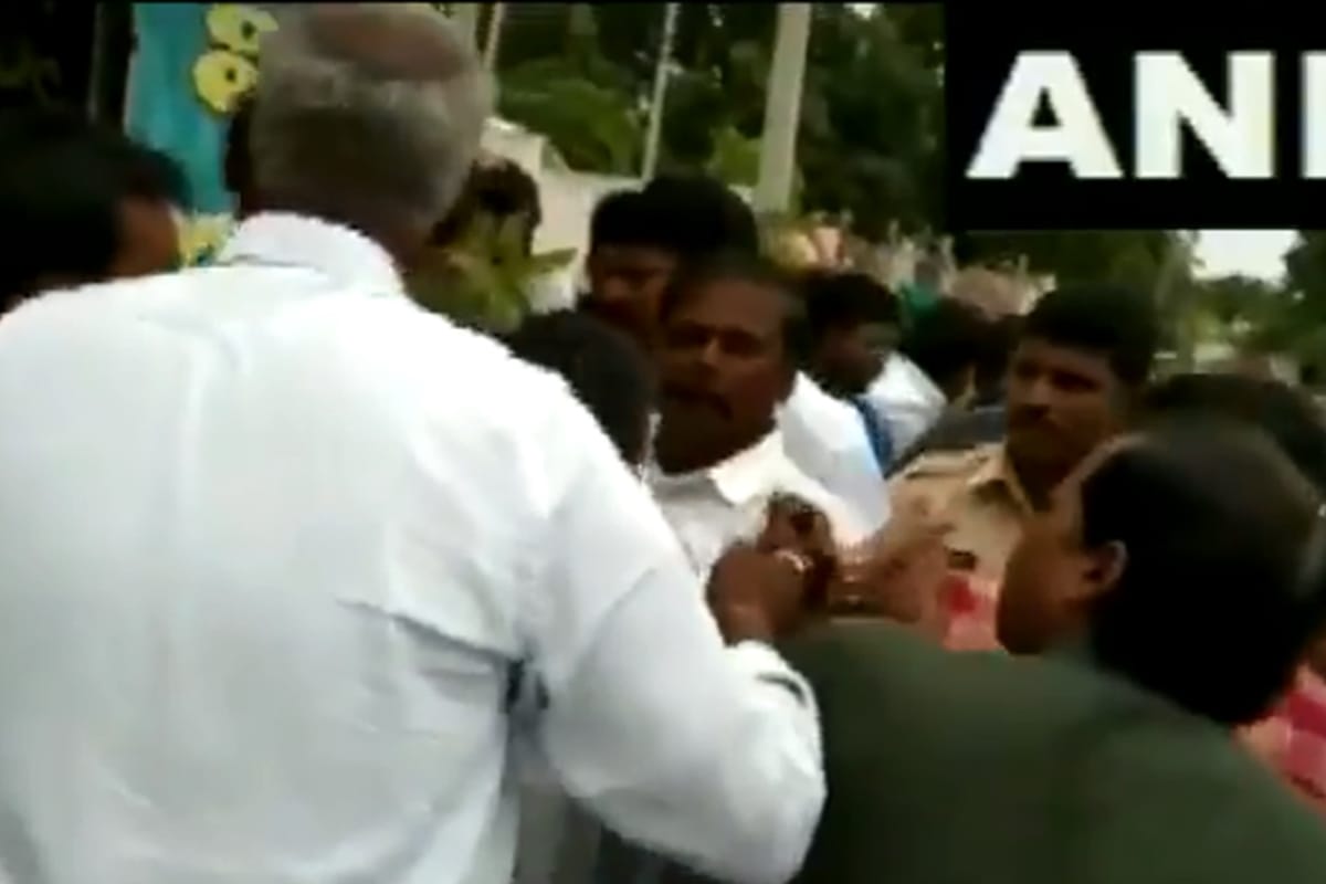 TDP leaders stop YSRCP MLA Vundavalli Sridevi from entering Ganesh Pandal as she is dalit