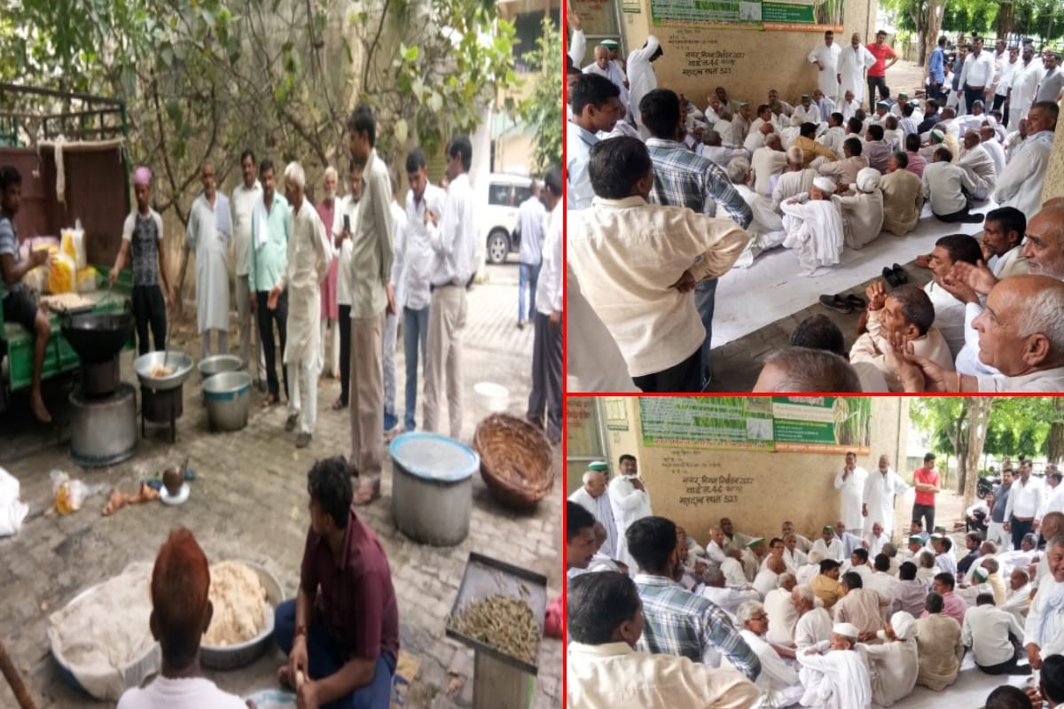 Farmers Protest at Sugarcane Building in Meerut for outstanding payment