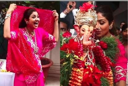 shilpa shetty dance with her husband raj kundra at ganesh visarjan