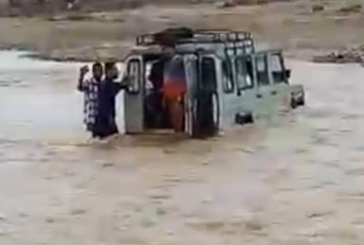 School Jeep Trapped In Water In Punjab's Pathankot