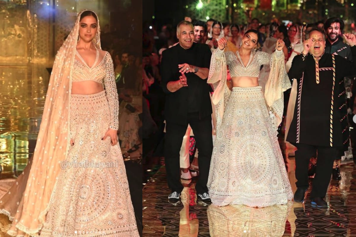 deepika padukone look stunning on ramp walk for abu jani sandeep khosla 33 years celebration