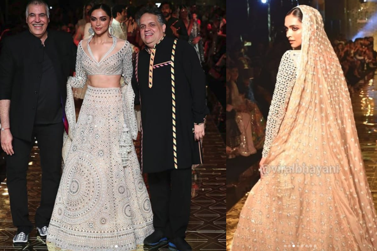 deepika padukone look stunning on ramp walk for abu jani sandeep khosla 33 years celebration