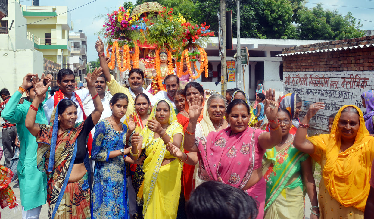 Grand procession took place on radhashtami