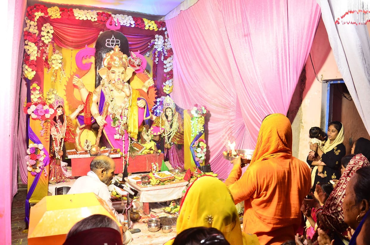 Pooja Pandal echoing with Ganpati Bappa Morya