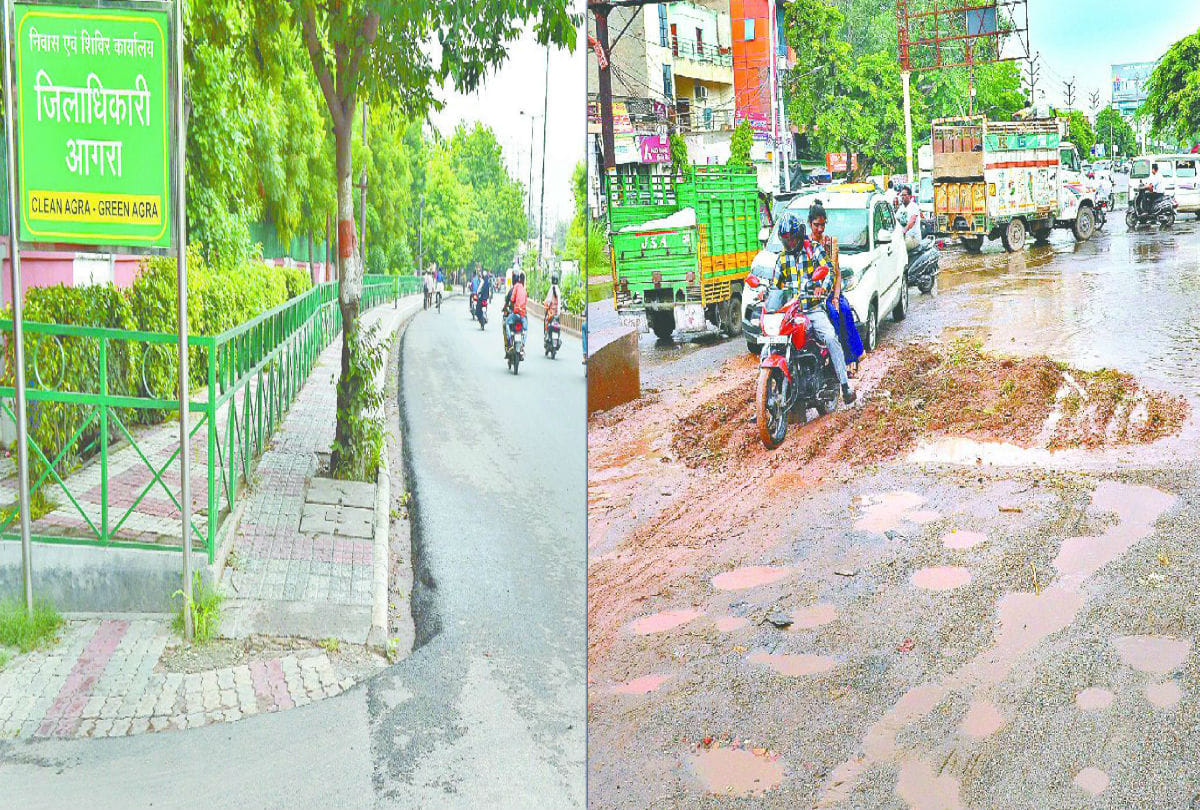 poor condition roads in agra city
