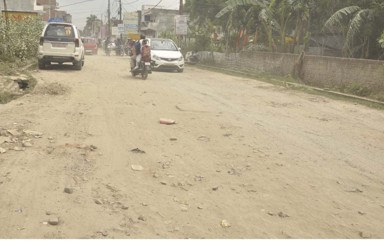 Pit on the road of the municipality