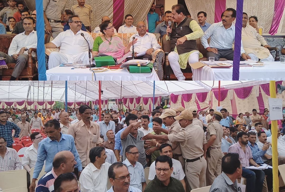 janmanch in bilaspur himachal pradesh argument between BJP and Congress MLA