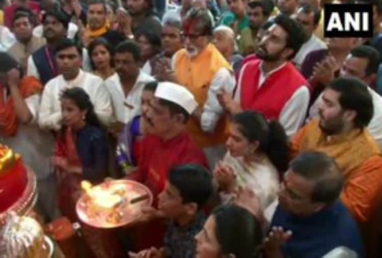 amitabh bachchan and abhishek bachchan arrive blessings of ganpati bappa
