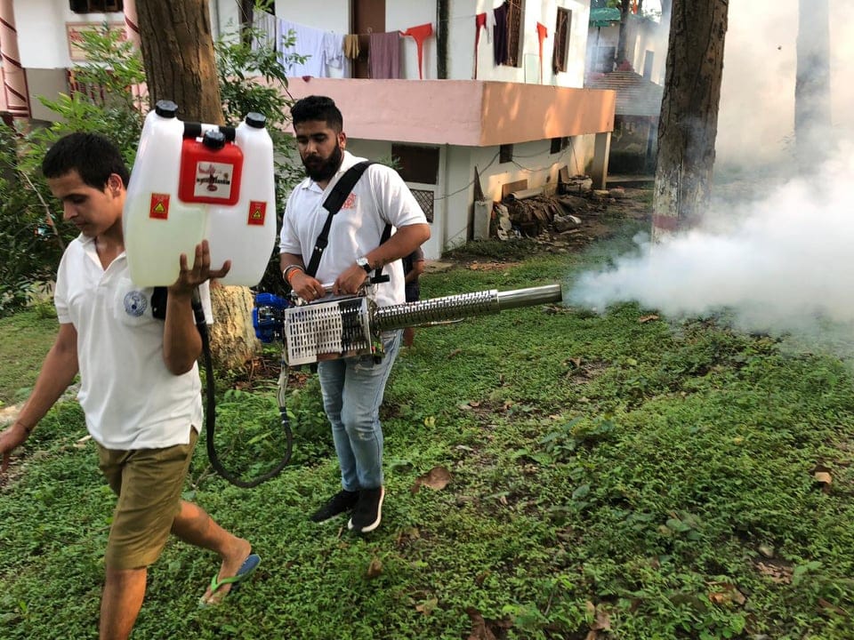Public Doing Fogging itself for destroying Dengue larvae in dehradun