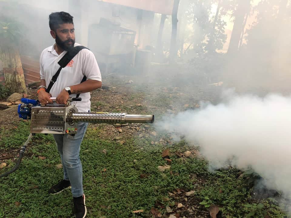 Public Doing Fogging itself for destroying Dengue larvae in dehradun