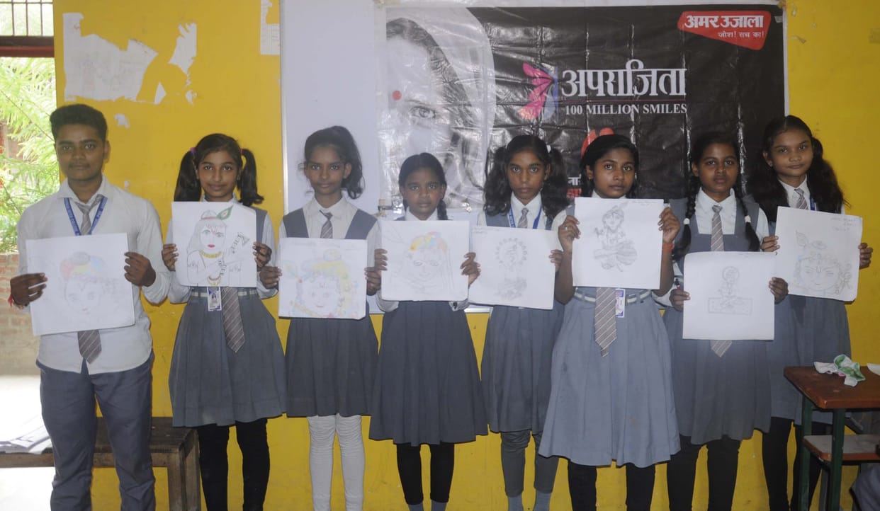 Apara Jita: The students gave the message of love and dedication by making a tableau of Radha-Krishna