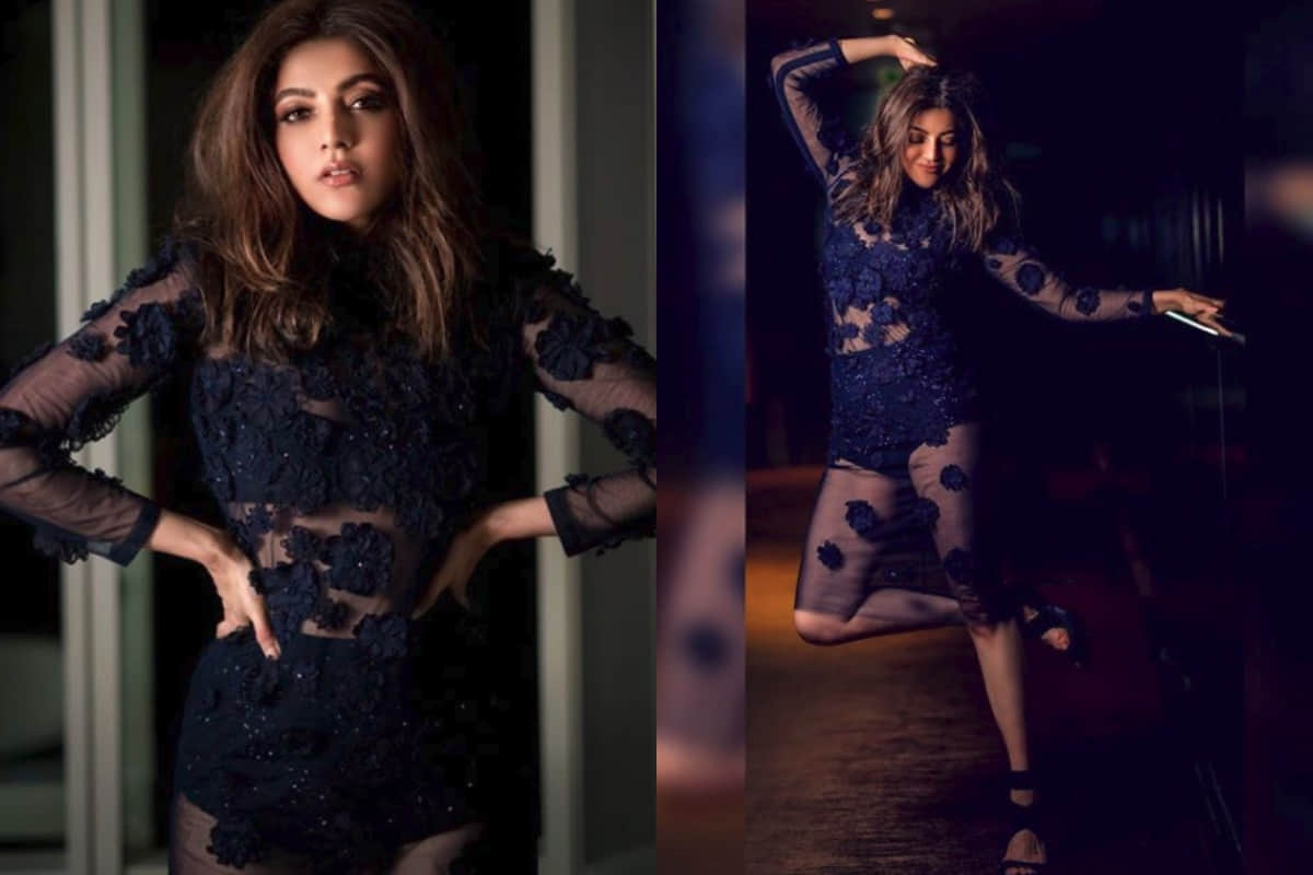 kajal aggarwal looks gorgeous in bold black avatar sheer bodycon dress