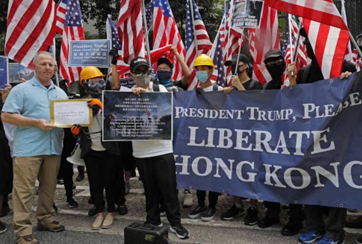 Students protest in Hong Kong created human chain demanded Democracy and freedom