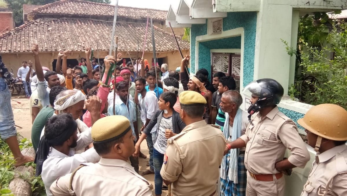 atmosphere of tension in village to blow tazia police force deployed in chandauli
