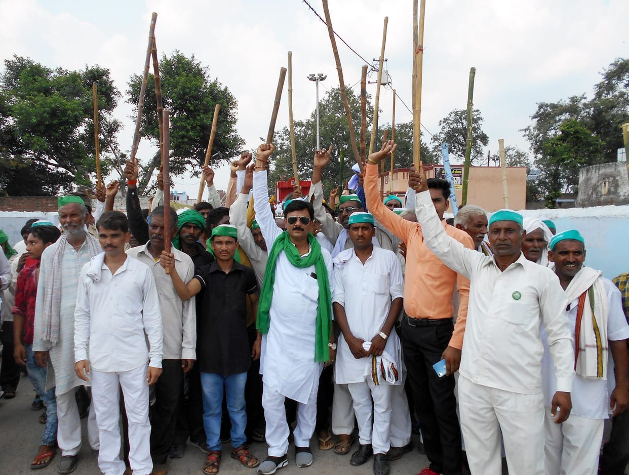 farmers protest in kasganj