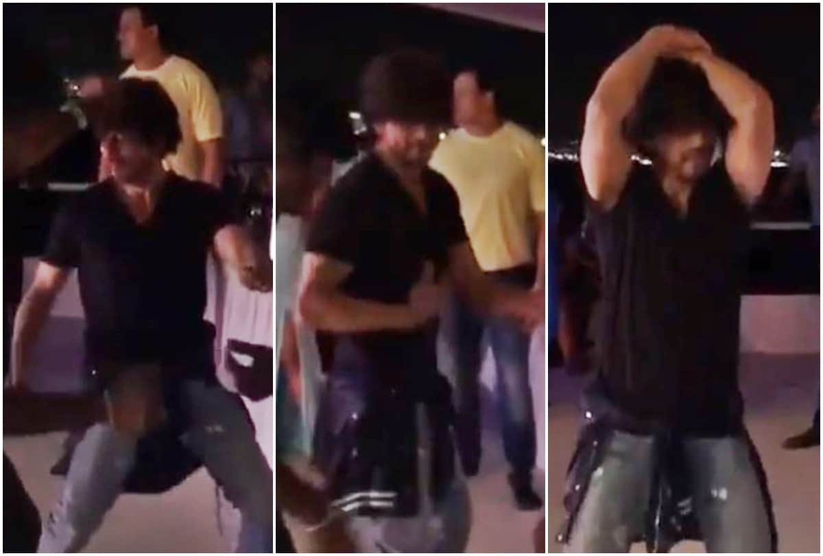 Shah Rukh Khan Lungi Dance video with Dwayne Bravo at Tribango Knight Riders Party is viral