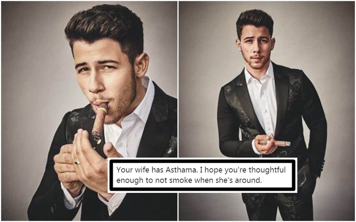 Nick Jonas flaunts cigar on magazine cover, Gets trolled for wife Priyanka Chopra asthma