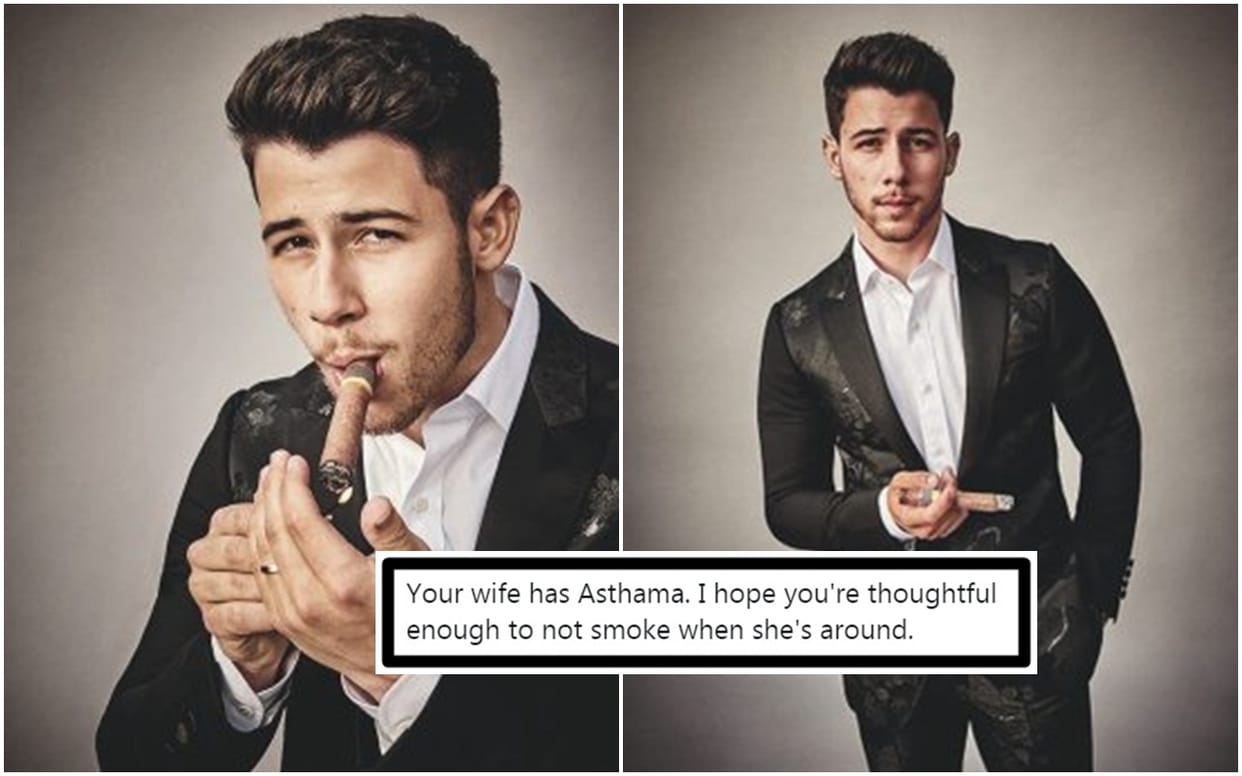 Nick Jonas flaunts cigar on magazine cover, Gets trolled for wife Priyanka Chopra asthma