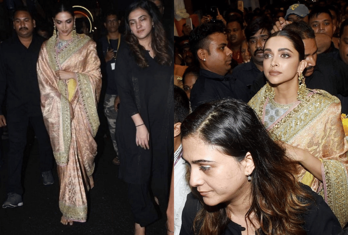 deepika padukone looks beautiful in traditional saree for ganesh darshan lalbaug
