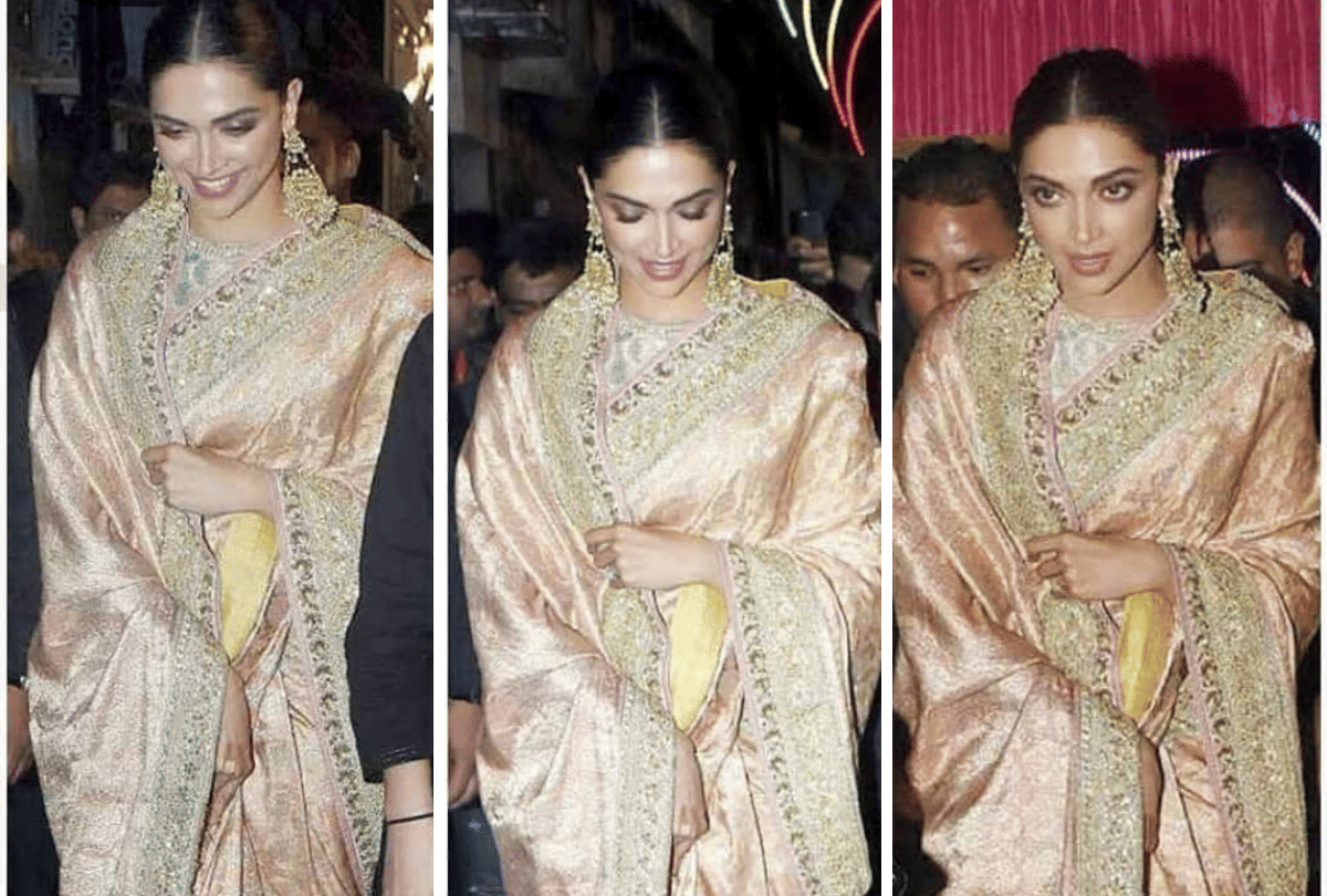 deepika padukone looks beautiful in traditional saree for ganesh darshan lalbaug