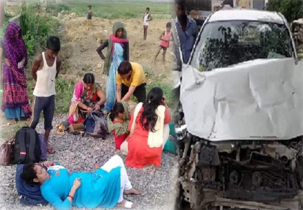 road accident in maharajpur, eleven people injured