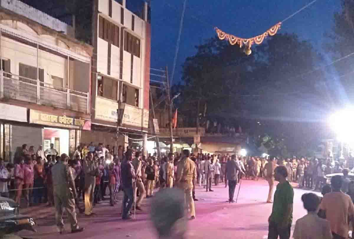 Police fired sticks after the ruckus in the Dahi Handi program