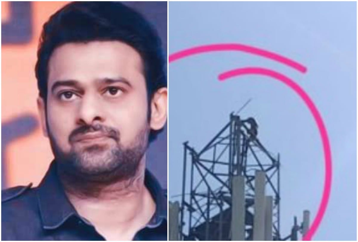 Saaho actor Prabhas crazy fan climbs cellphone tower threatens to jump